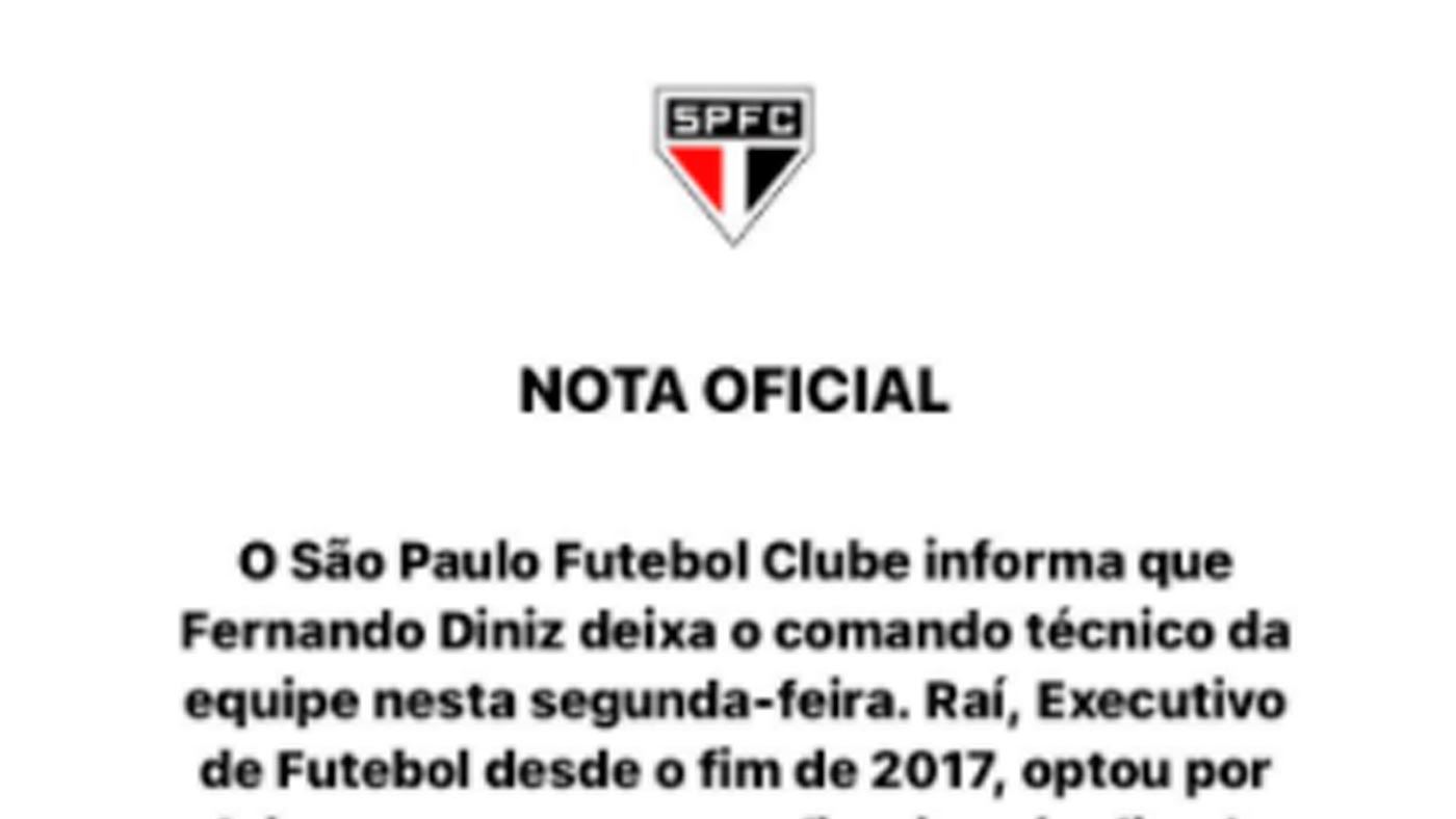 OFICIAL!! Fernando Diniz &eacute; demitido do S&atilde;o Paulo