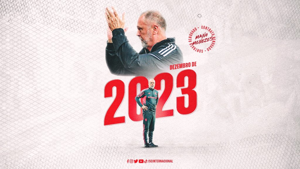 Internacional renova com Mano Menezes at&eacute; fim de 2023