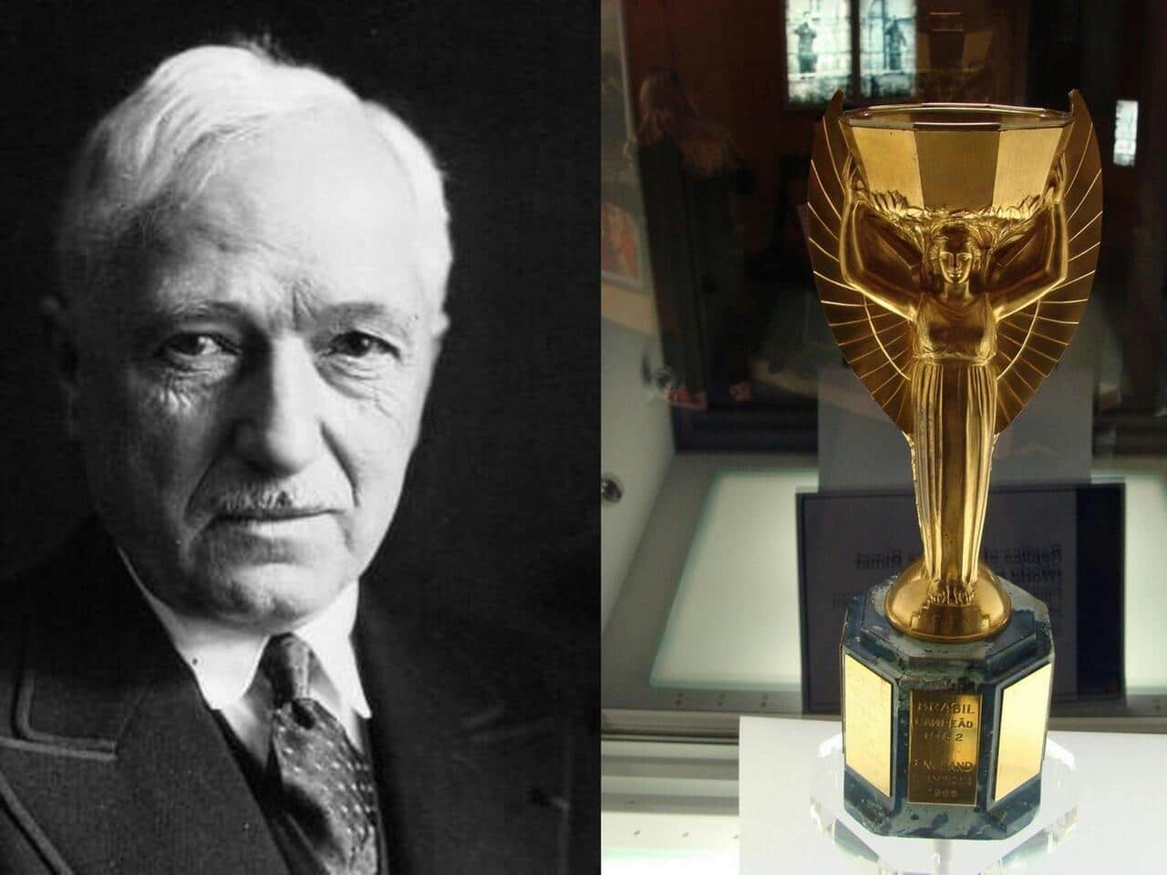 Jules Rimet e a primeira ta&ccedil;a da Copa do Mundo - Foto destaque: Reprodu&ccedil;&atilde;o / Internet