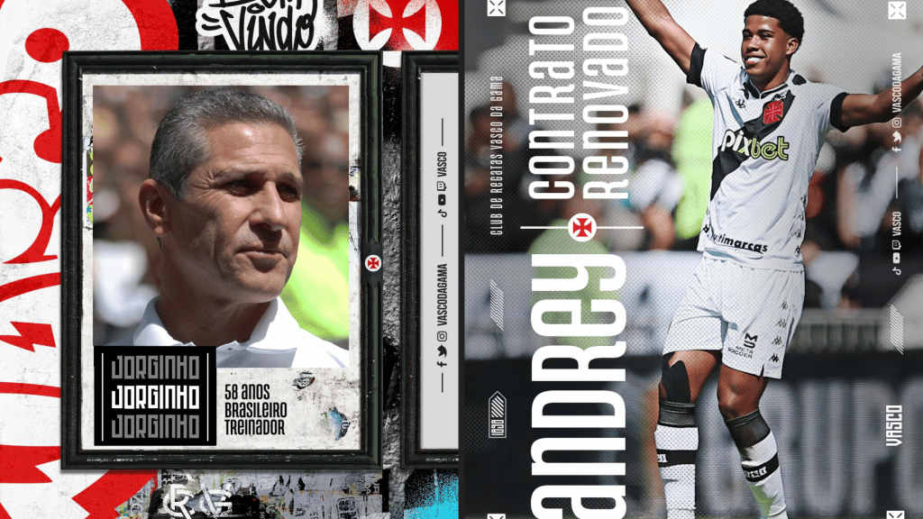 Vasco anuncia a contrata&ccedil;&atilde;o de Jorginho e a renova&ccedil;&atilde;o de Andrey Santos