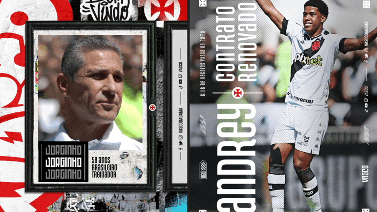 Vasco anuncia a contrata&ccedil;&atilde;o de Jorginho e a renova&ccedil;&atilde;o de Andrey Santos