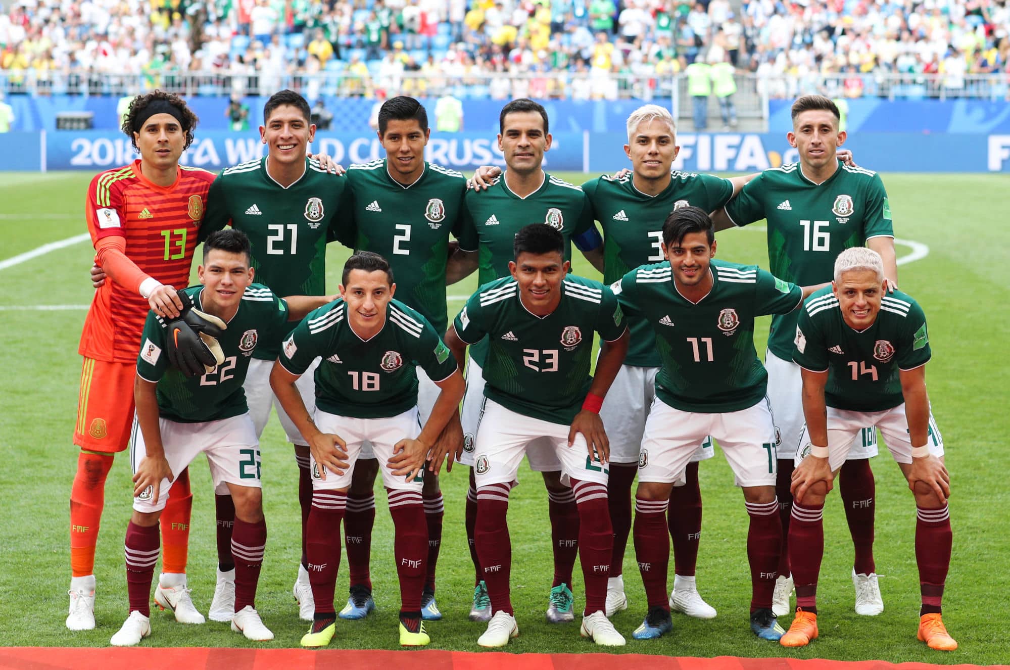 Sele&ccedil;&atilde;o do M&eacute;xico tira foto na Copa do Mundo na R&uacute;ssia, partida foi disputada entre M&eacute;xico e Brasil. 
