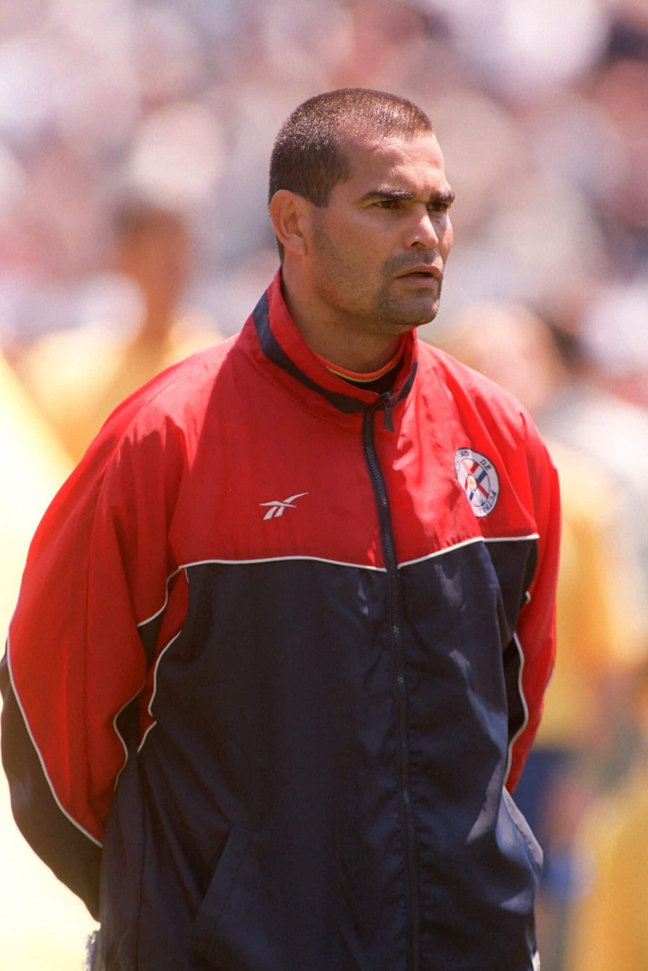 Capit&atilde;o do Paraguai Jos&eacute; Luis Cilavert durante partida da copa de 1998 entre Paraguai e Bulgaria.