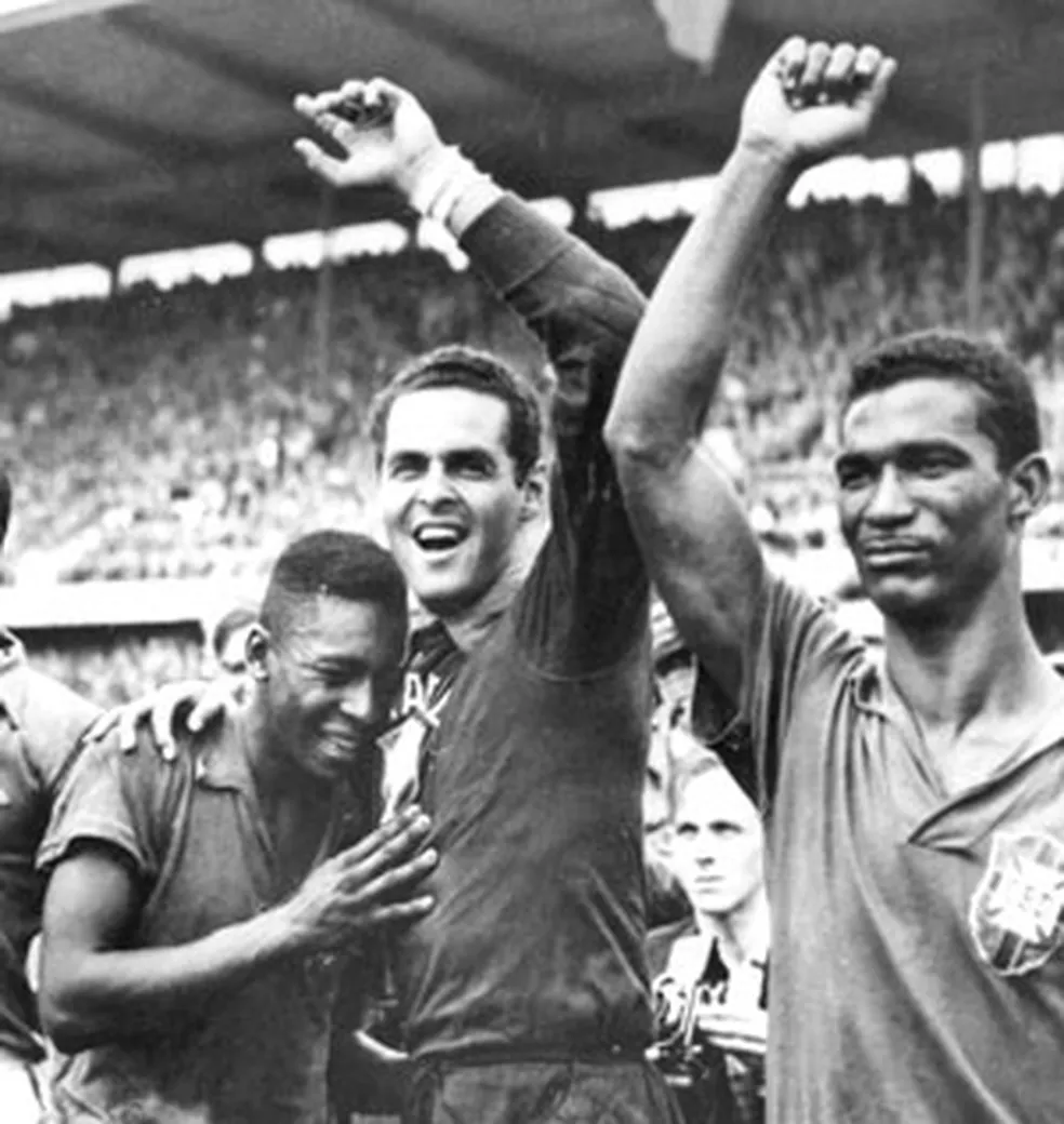 Copa do Mundo 1958 - Pel&eacute;, Gilmar e Didi (&agrave; direita)
