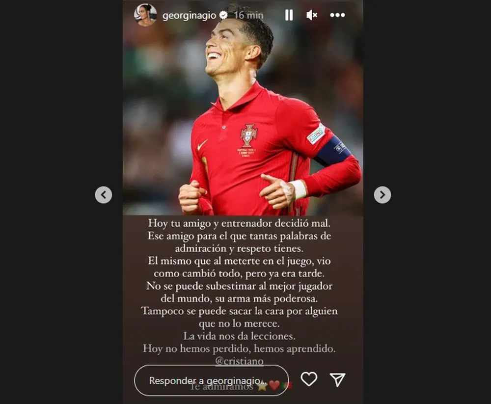 Namorada de Cristiano Ronaldo, Georgina Rodr&iacute;guez desabafa nas redes sociais ap&oacute;s elimina&ccedil;&atilde;o