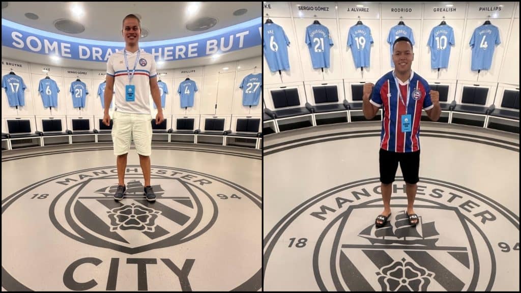 Viagem dos sonhos! Torcedores do Bahia vivem experi&ecirc;ncia &uacute;nica com o Manchester City na Inglaterra